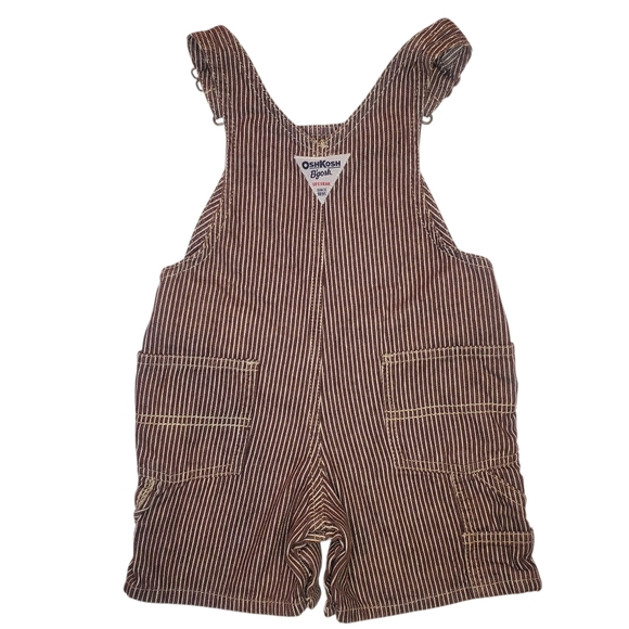 Oshkosh Baby Shortalls Overall Shorts Adjustable Straps Hickory Stripe 12 Months - Picture 2 of 8